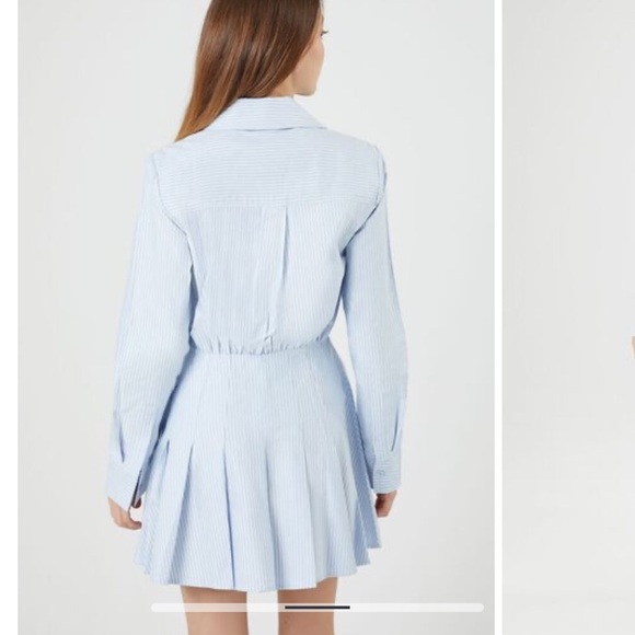 NWOT Pleated Pinstriped Poplin Mini Dress Size M - Picture 3 of 10